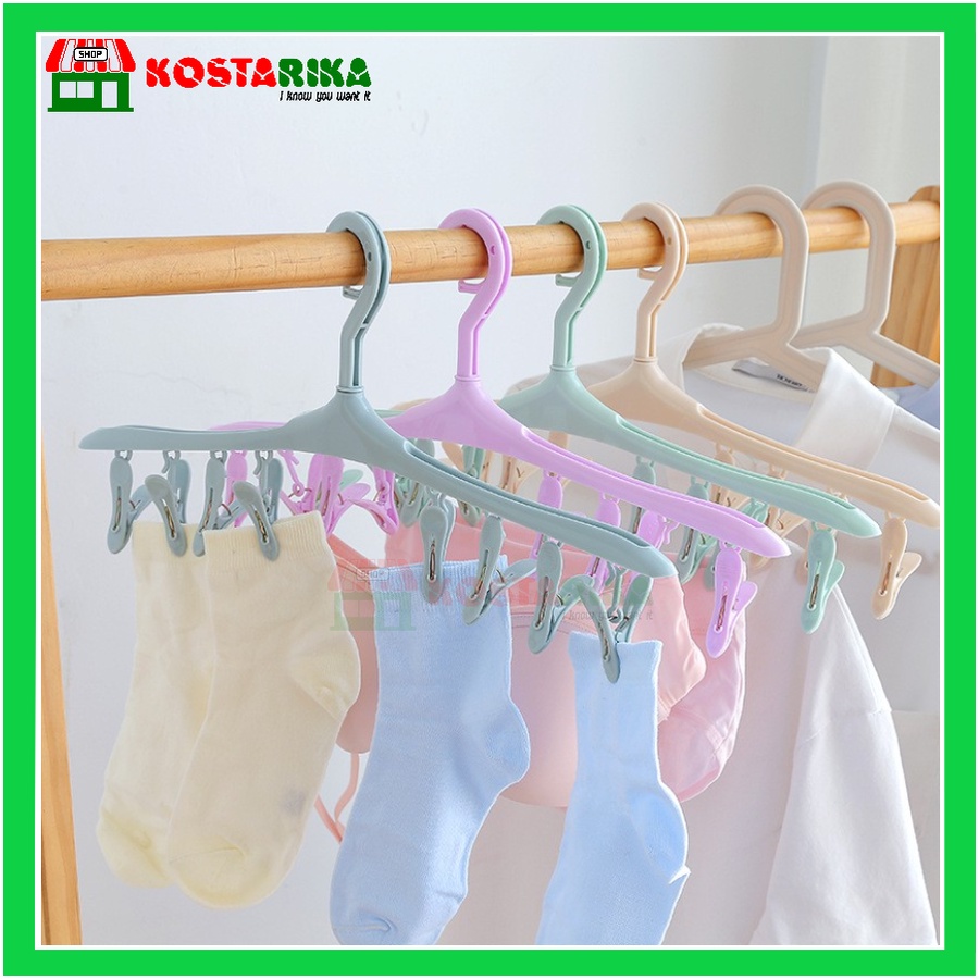 Gantungan Baju Jepit Jepitan 8 in 1 Hanger Jemuran Pakaian Kaos Kaki Dan Celana  Pakaian dalam