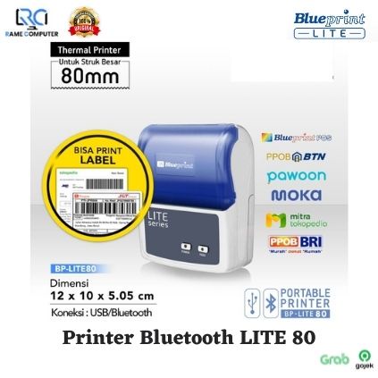 BP-LITE80 Printer Thermal BARCODE  Portable Bluetooth BLUEPRINT LITE80 STIKER DAN STRUK KASIR