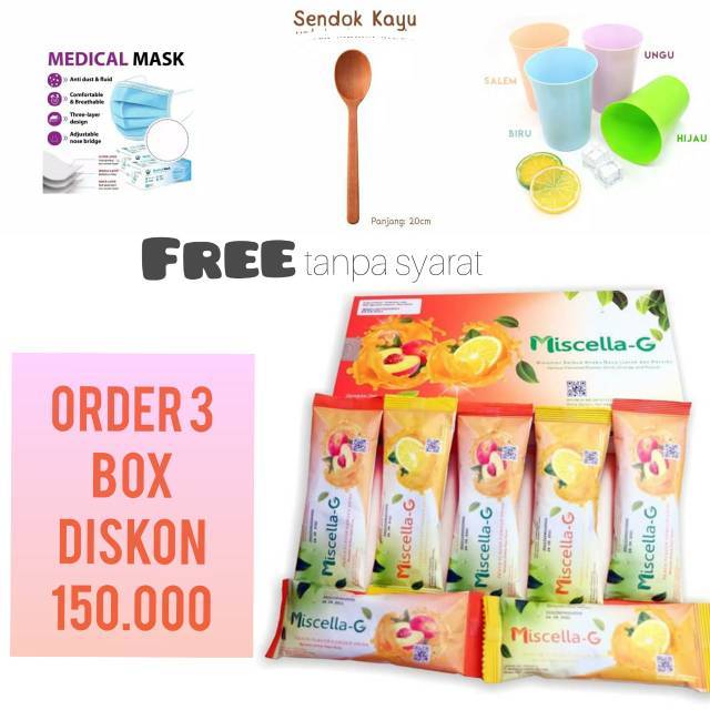 free sendok kayu/ masker MISCELLA-G KOLAGEN /PEMUTIH BADAN/SUPLEMEN PEMUTIH /COLLAGEN KESEHATAN BPOM