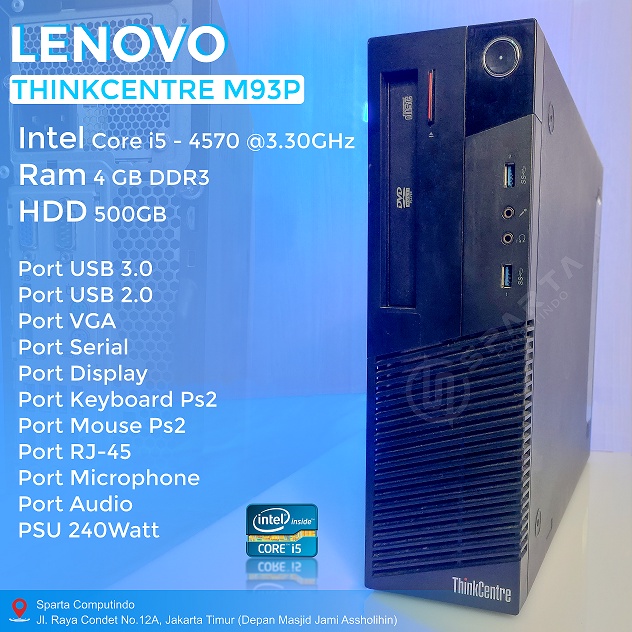PC Lenovo ThinkCentre M93p Core i5 Gen 4 Ram 4 GB HDD 500GB Murah Bergaransi