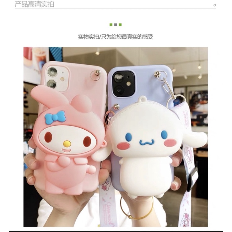 iPhone 11 iPhone  6 6G 6S 7 8 6+ 6S+ 7+ 8+ PLUS X XS XR XS MAX SOFT CASE BONEKA DOMPET KOIN COIN + GANTUNGAN TALI HP SELEMPANG TAS SOFT WALLET STRAP