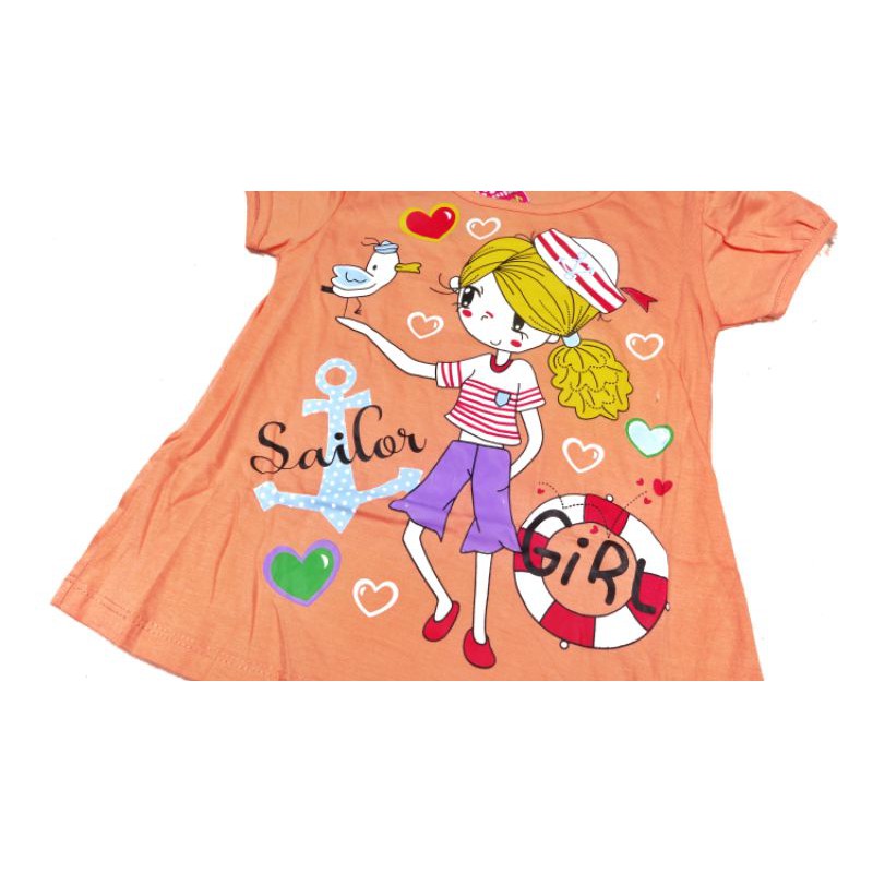 SETELAN BAJU ANAK PEREMPUAN CELANA JOGGER  MOTIF SAILOR GIRL BAHAN KAOS GAMBAR SABLON 2-7 TAHUN