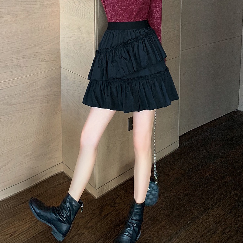 【Rozen】Pleated  Patchwork Irregular Tiered Mini Skirt  7341