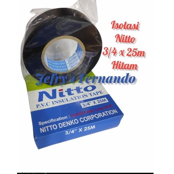 ISOLASI NITTO / ISOLASI LISTRIK 3/4 X 25M LAKBAN KABEL ISOLLASI TAPE HITAM