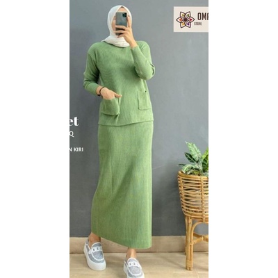 RAJUT SETELAN POCKY / Setelan Rajut Wanita / Setelan Pocky / Baju Rajut Import / Set Cardy / set