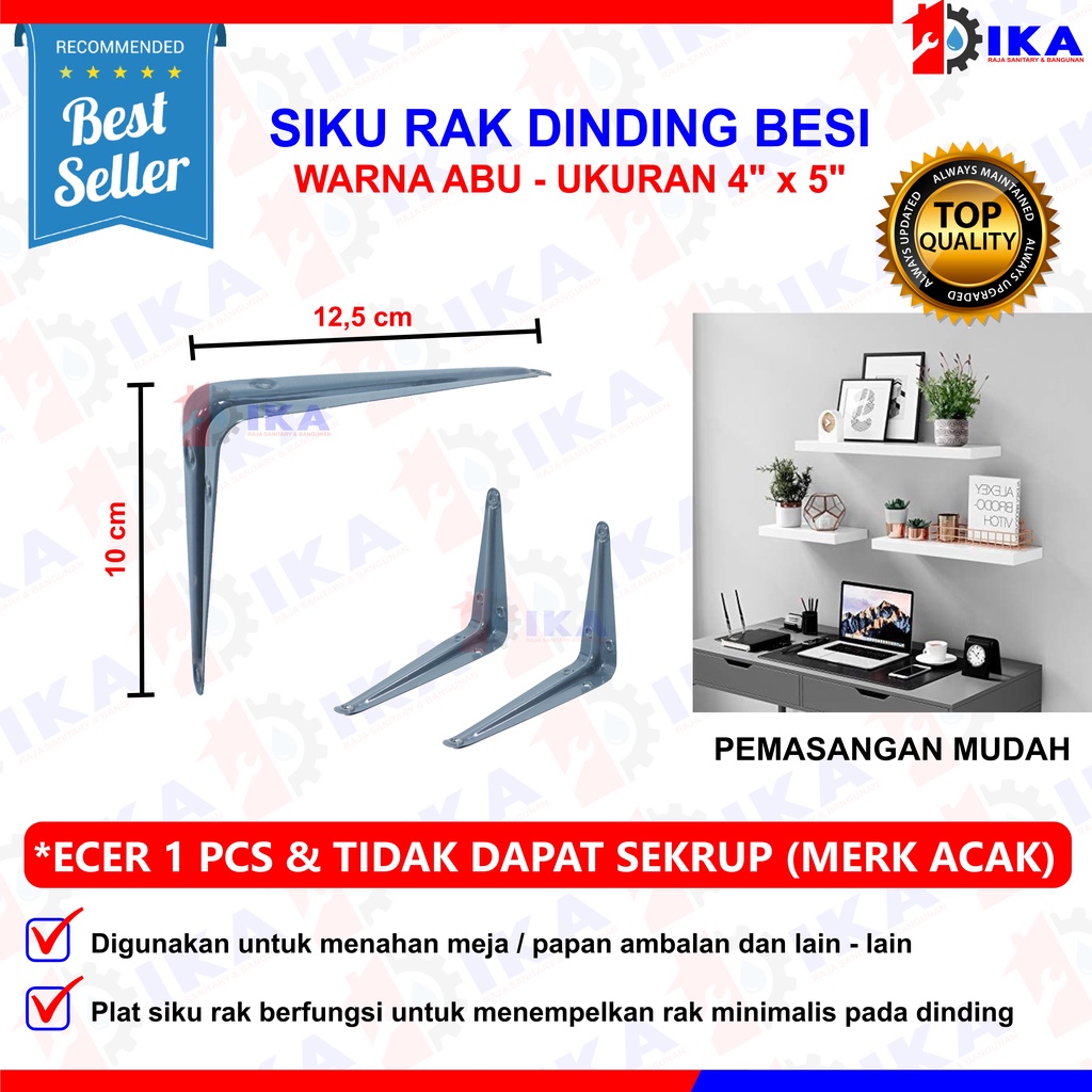 Siku Besi L Penyangga Rak Dinding Breket Shelf Bracket PREMIUM / Siku Penyangga Rak Dinding Besi L Abu &amp; Putih Shelf Bracket Breket Ambalan KUAT DAN MURAH