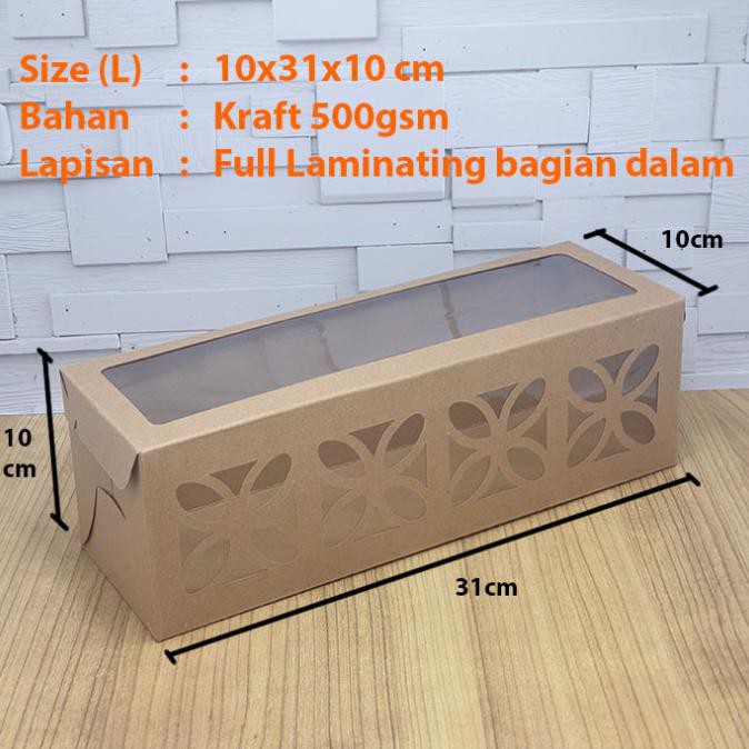 

BARU Cake Box / Dus / Kotak kue bolu gulung laminasi Size L (10x31x10)