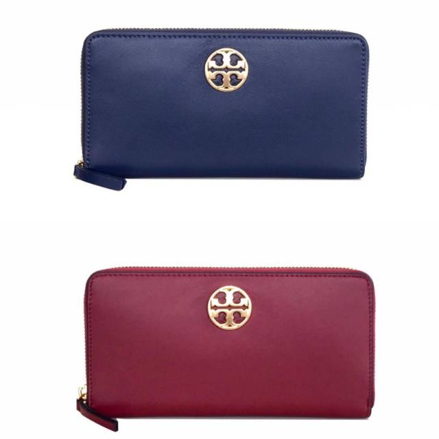 Tory Burch Charlie Zip Continental Wallet chevron dompet original authentic asli navy merah red