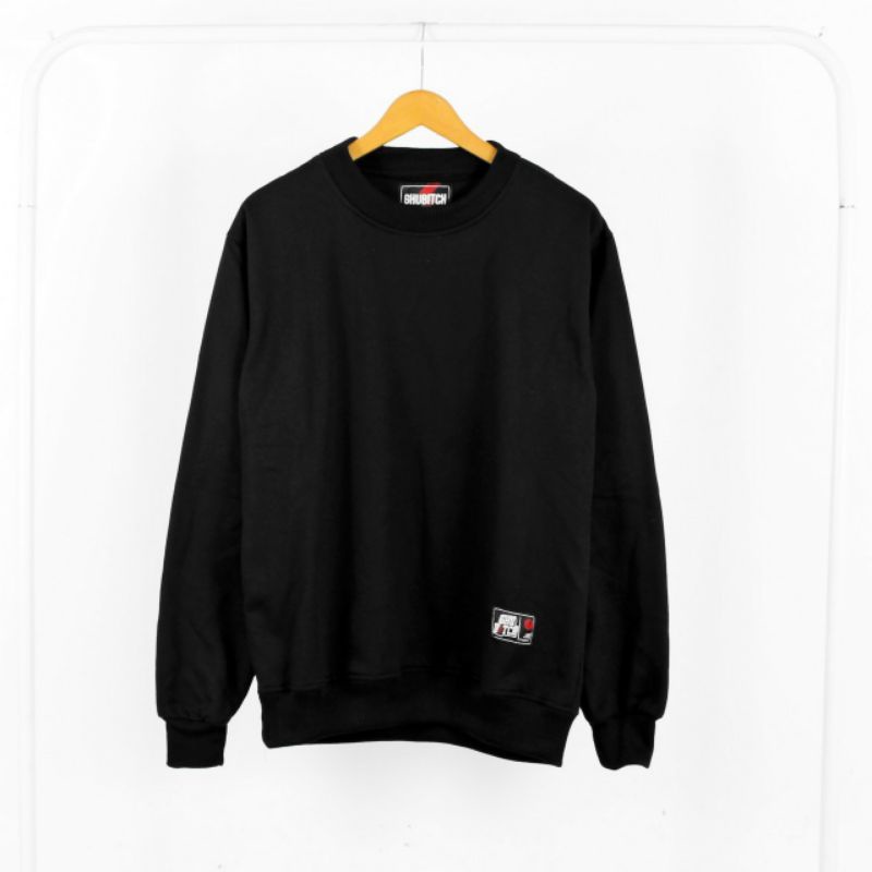 Baju Pria Dan wanita Crewneck Warna Hitam polos Original Best Seller
