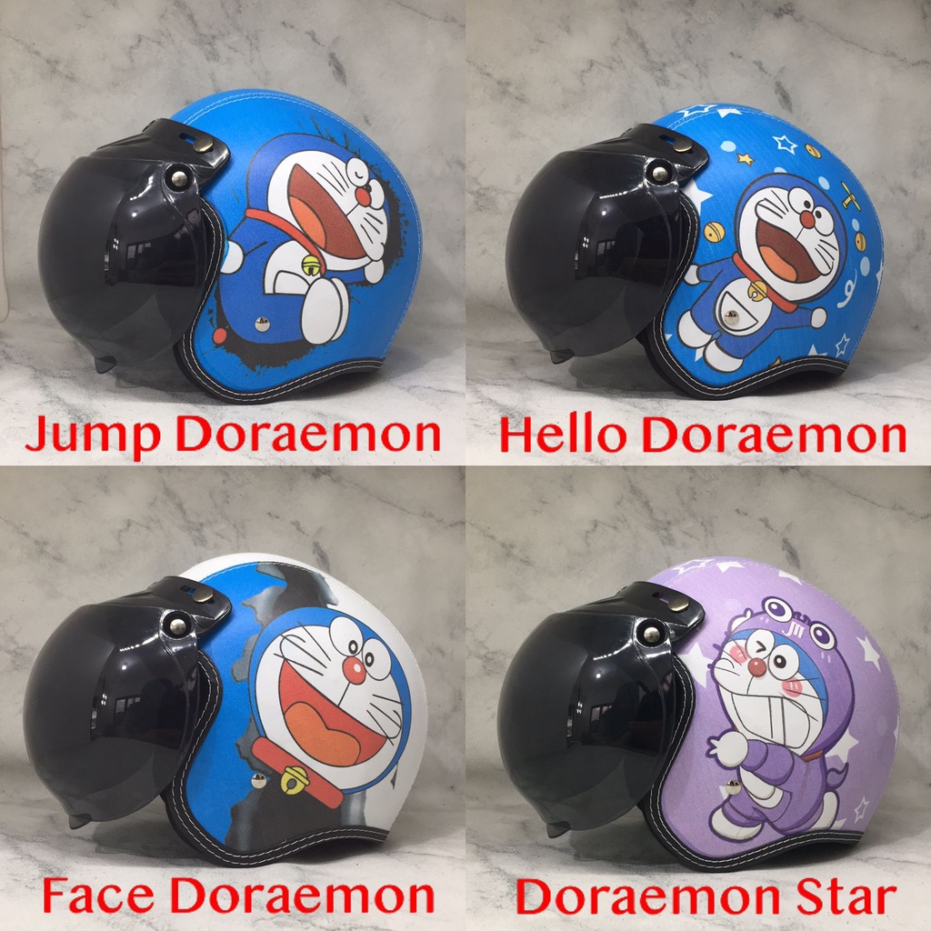 HELM BOGO RETRO FULL KULIT MOTIF KARTUN LUCU MURAH SNI