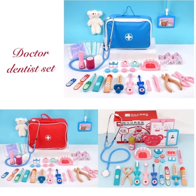 Mainan dokter gigi dentist toys wooden toys = - hadiah anak cewek cowok