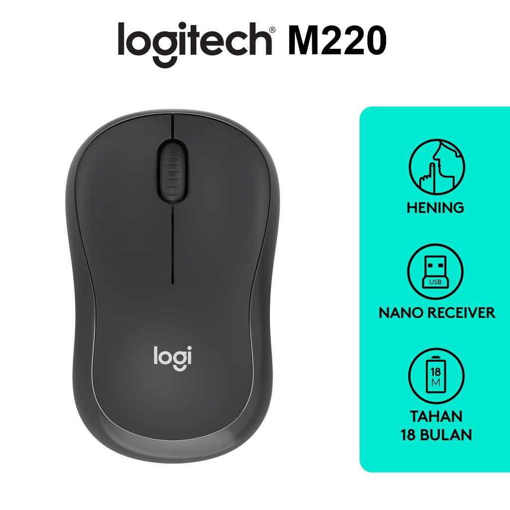 Mouse Wireless Logitech M220 SILENT CLICK ORIGINAL RESMI