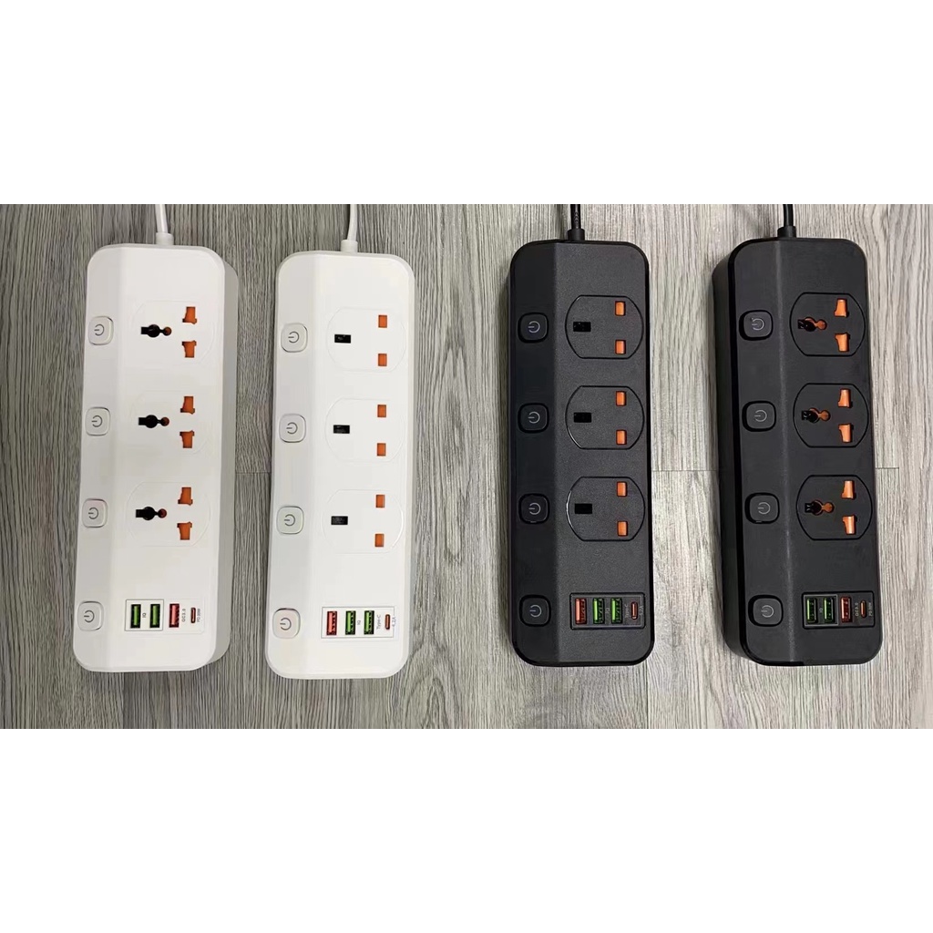 SOHA BKL-123 Hitam Stop Kontak / Power Socket Timer Ada 4 USB Port 3.4A