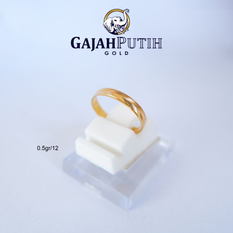 Cincin 0,5 Gram Model Betengan Cross Emas Asli Gajah Putih Gold KodeO10512