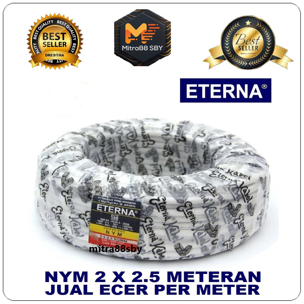 Mitra88sby kabel listrik NYM 2 x 1,5 / 2 x 2,5 / 3 x 1,5 / 3x 2,5 eterna dan extrana