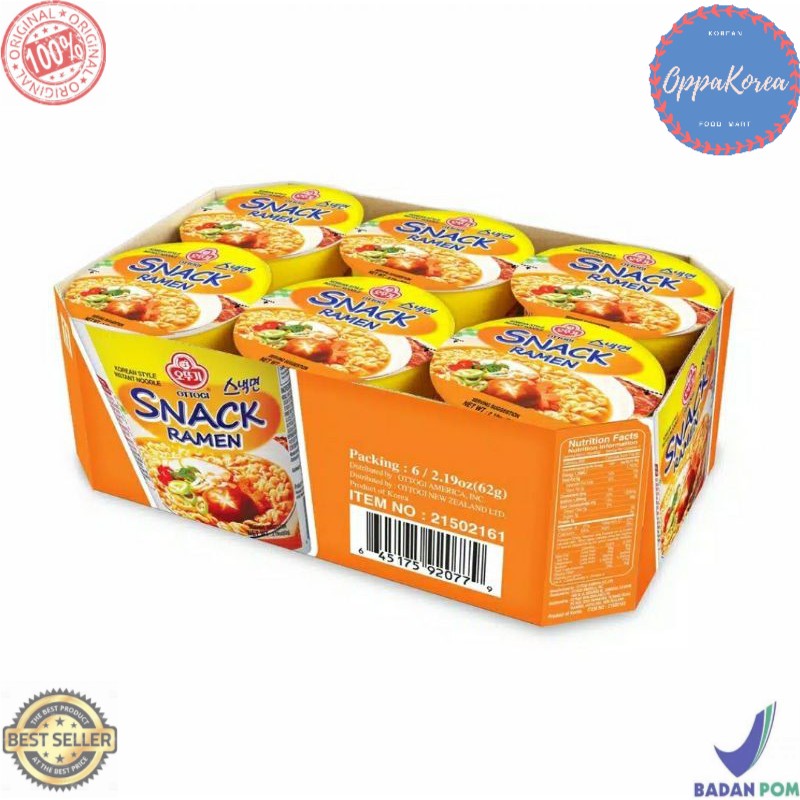 

Ottogi Snack Ramen Cup 1 pak 62 gr x 6