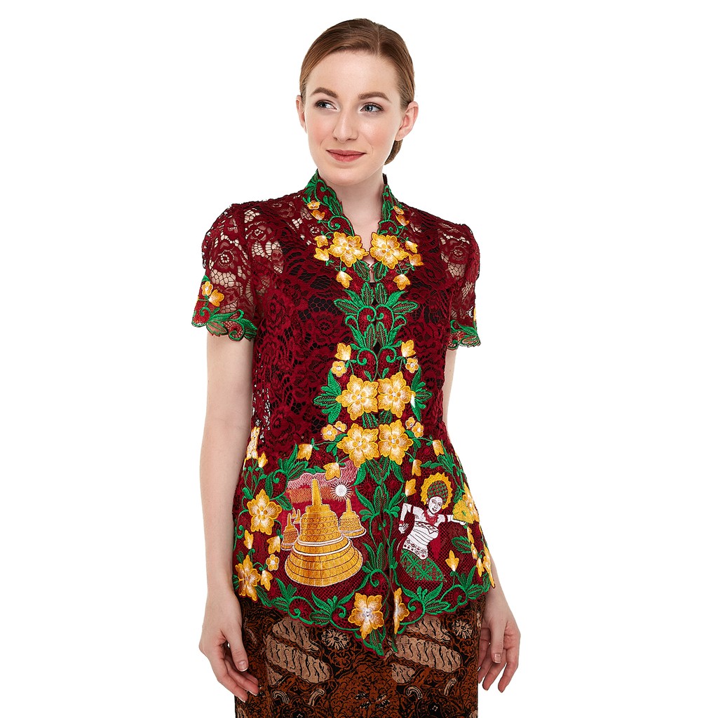 Jual MADAME RABBIT / Kebaya Modern / Kebaya Bali Dancer Burgundy Brokat ...