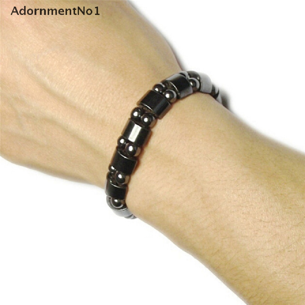 (AdornmentNo1) Gelang Tangan Batu Hitam Bulat Magnetik Untuk Terapi Kesehatan / Menurunkan Berat Badan