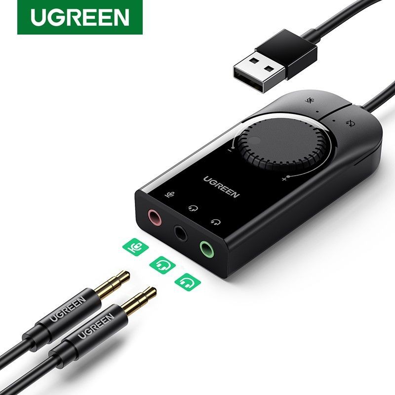 UGREEN USB Sound Card Adapter to Earphone Microphone Headphone