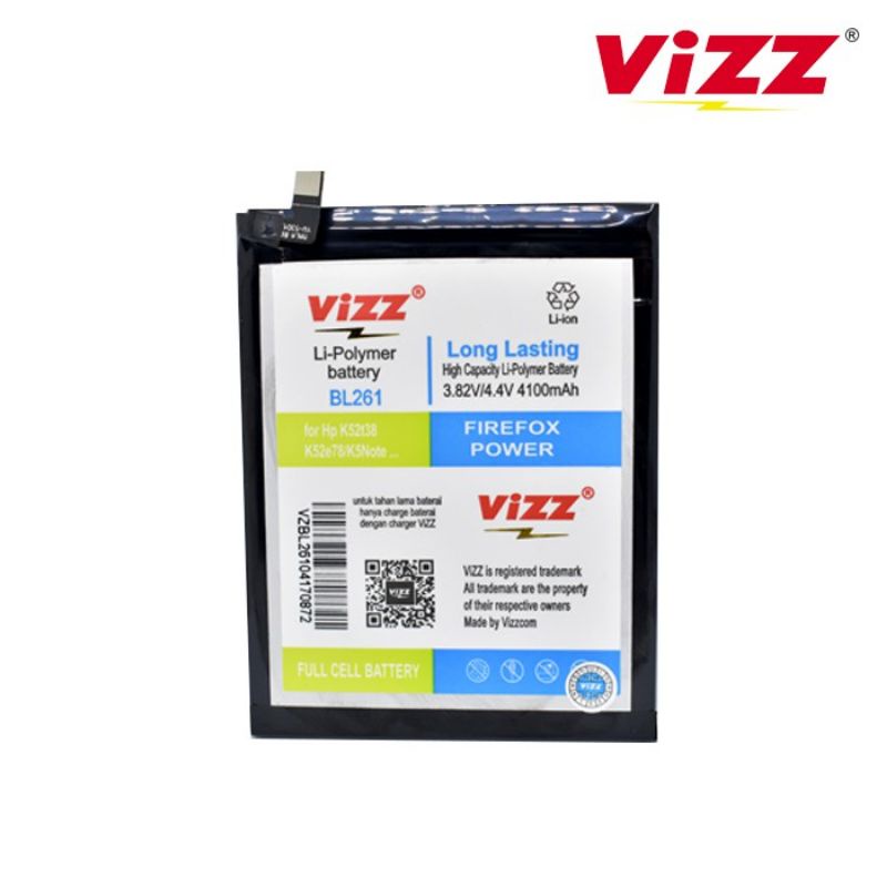 Baterai Vizz Lenovo BL261/K5 Note