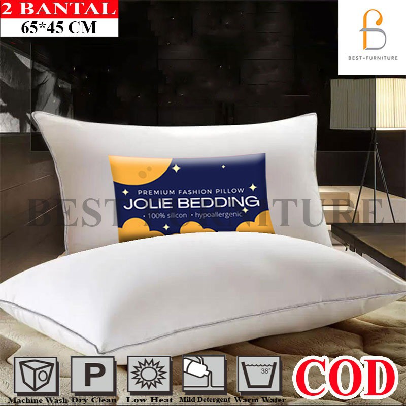 Best 2Pcs JOLIE Bantal Silicon Bantal Hotel Super Lembut Anti Alergi isi 2Pcs