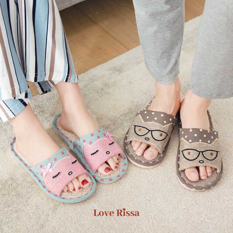 Sandal Rumah KITTEN Unisex Anak Wanita Pria Sendal Slip Sandal Flip Flop Love Rissa