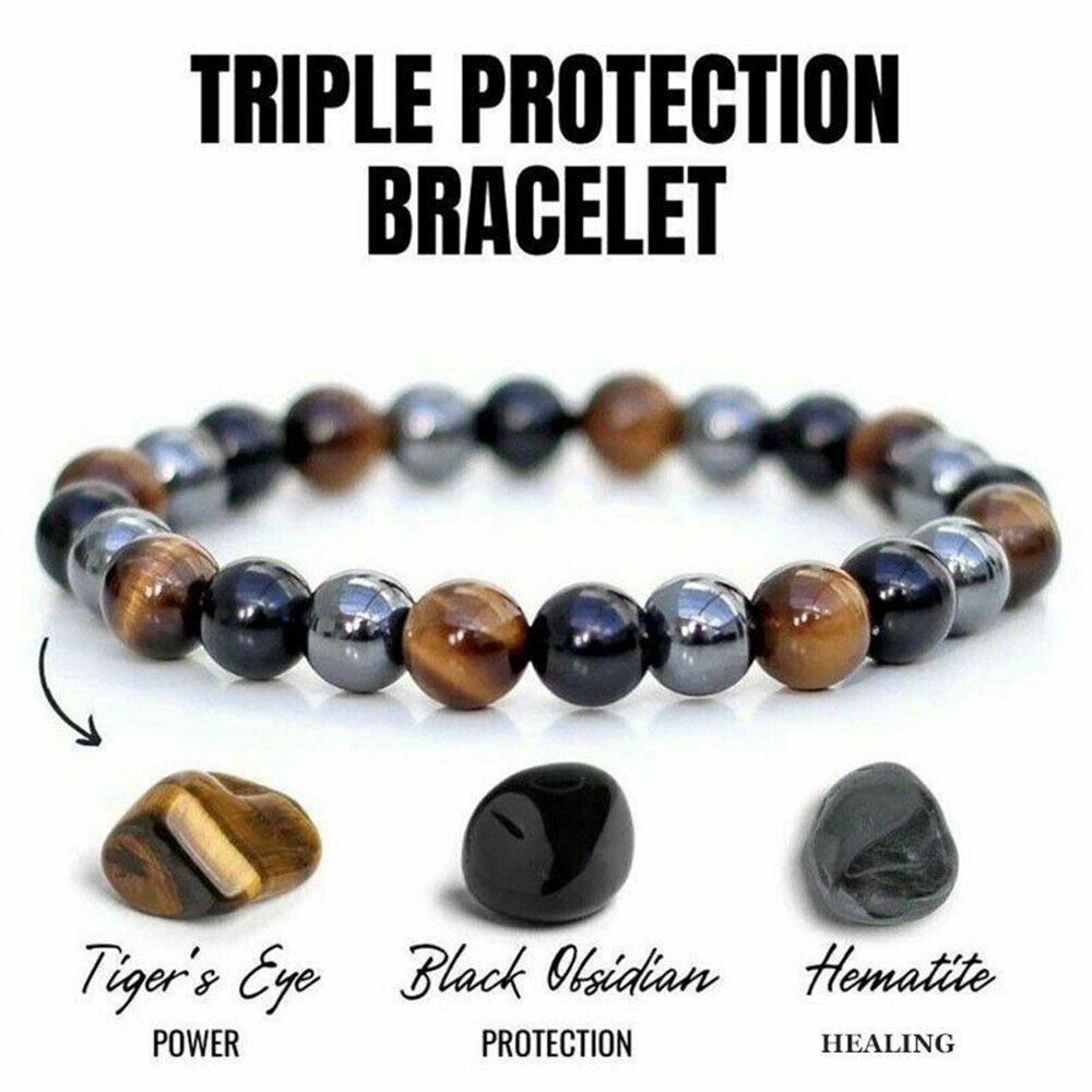 Gelang Manikmanik Batu Obsidian Tiger Eye Hematite Untuk Priawanita