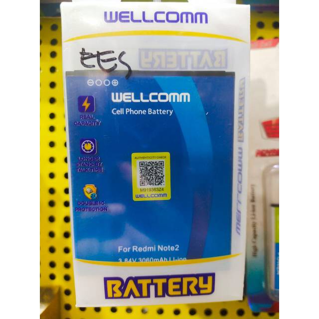 Baterai wellcomm double power xiaomi note 2 BM45