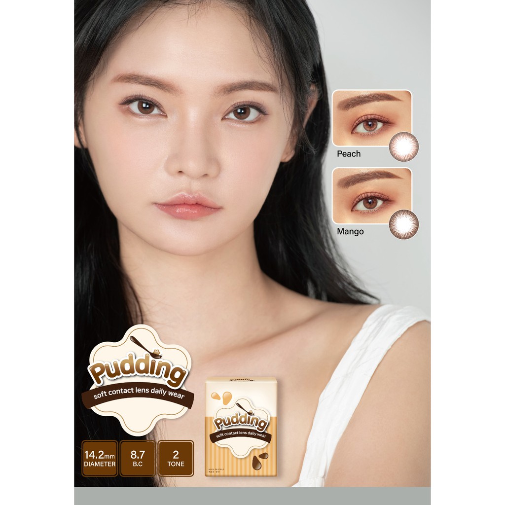 SOFTLENS PUDDING BY EOS KOREA - DIA 14MM - 14.5MM - NORMAL + FREE TEMPAT LENSA