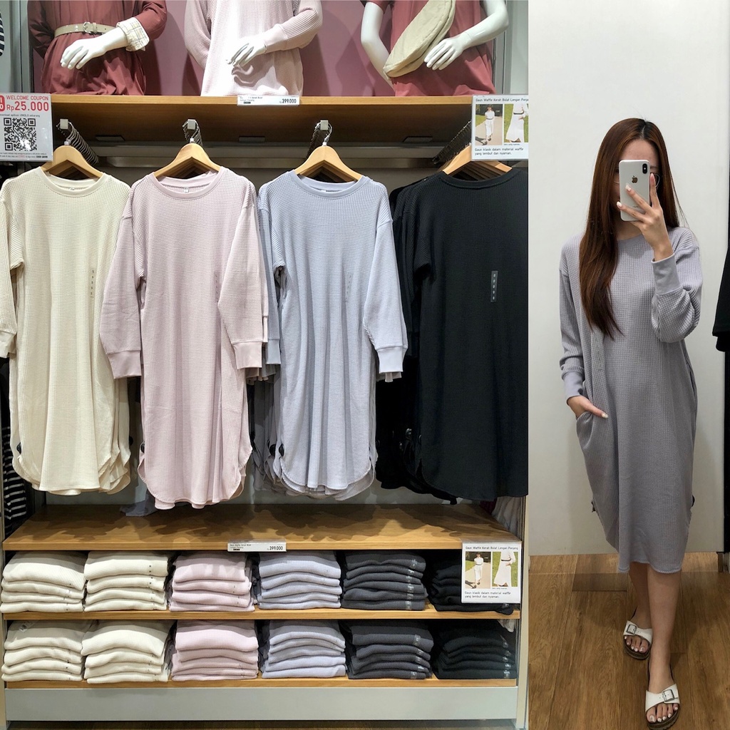 Uniqlo Waffle Dress Lengan Panjang | Jastip Uniqlo Women