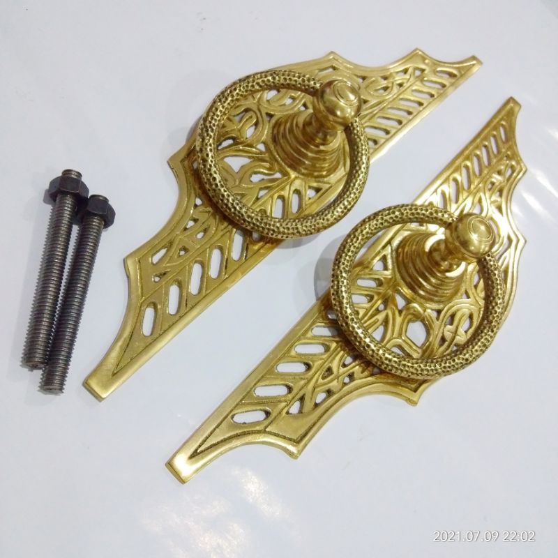 PROMO - Handle Pintu / Gagang Pintu Rumah Pagar Kuningan Gebyok 059 NEW 30cm