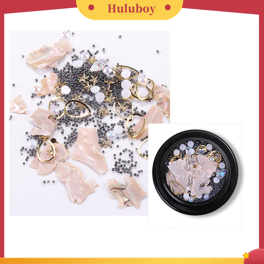 Huluboy Huluboy♡ 1 Kotak Manik-Manik Batu Kerang Asimetris Untuk Dekorasi Nail Art