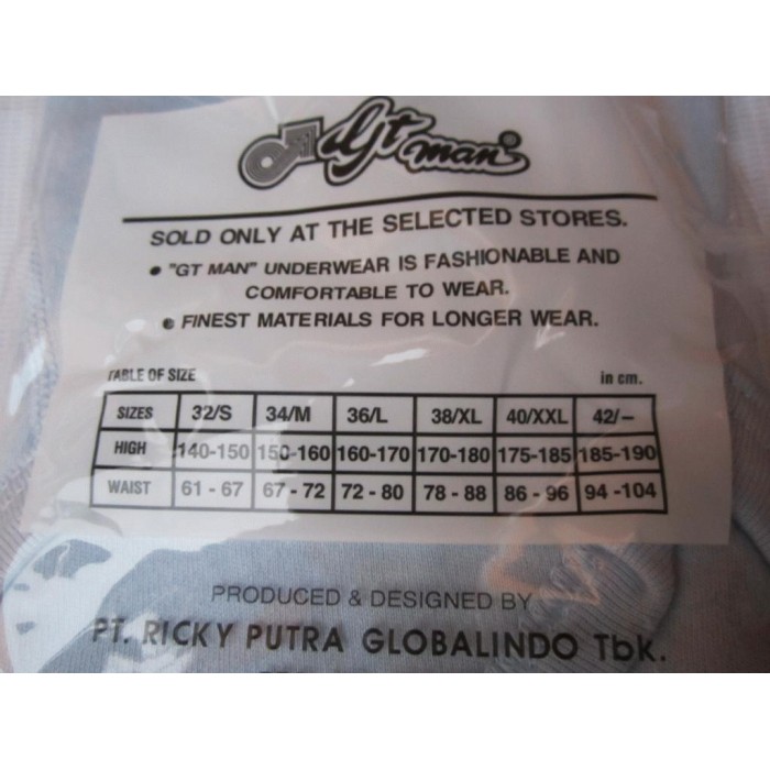 ORIGINAL | Celana Dalam Pria Dewasa GTman 704BW Pakaian dalam GT Man 704 BW M L XL Celana Dalam Kolor Laki