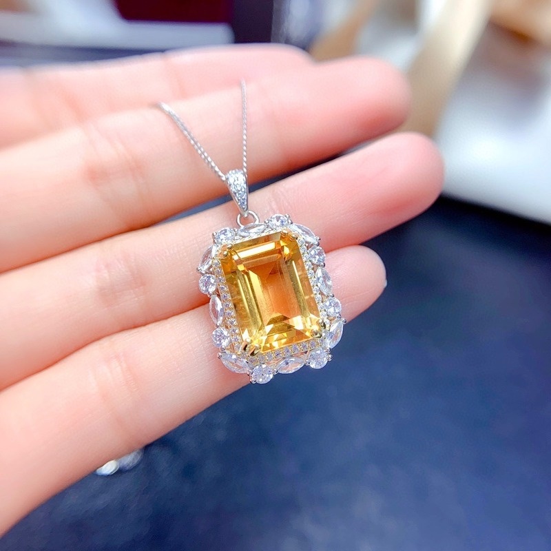 New Natural Citrine Rings Pendants Suit