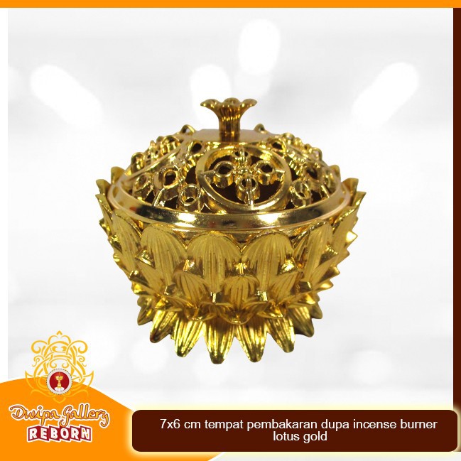 7x6 cm tempat pembakaran dupa/ incense burner lotus gold