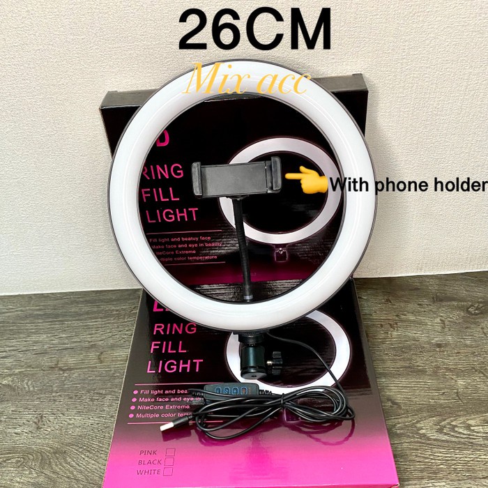 RING LIGHT LED 26CM Lampu 26 cm Make Up Vlog RingLight Lampu Ringlight