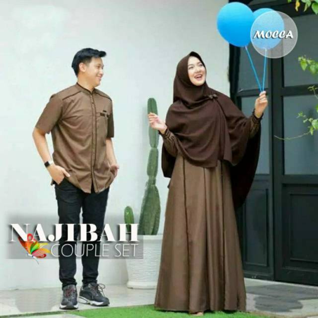 CP NAJIBAH, COUPLE PASANGAN, MOSCREPE PREMIUM, GAMIS HIJAB MUSLIM, MAXY DRESS