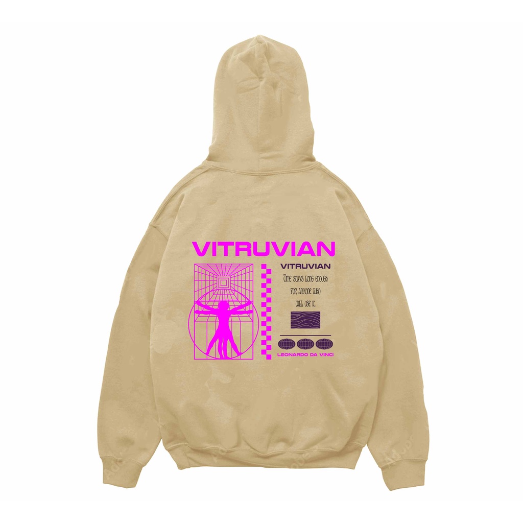 Hoodie Vitruvian Sweater Pria Fleece Size M - XXL