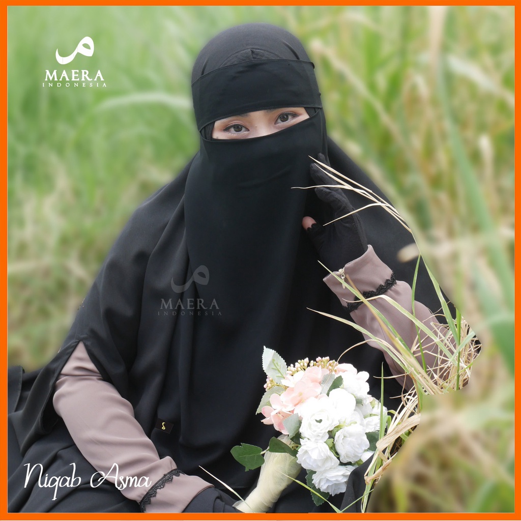 Niqab Asma / Cadar Bandana JetBlack Sifon Silk Premium By Maera Indonesia