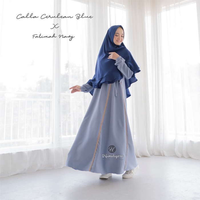 PREMIUM URFIMUTIYARO CALLA DRESS CERULEAN BLUE GAMIS ONLY SAFFRON ZARA POLOS - XXL