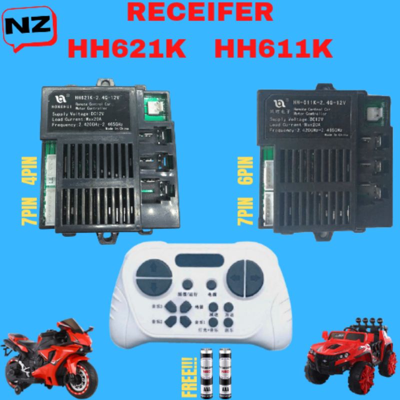 Remote Control + Receiver Bluetooth HH-611-K 2,4G - HH 621K-2,4G 12volt Mobil/Motor Mainan mainan ak