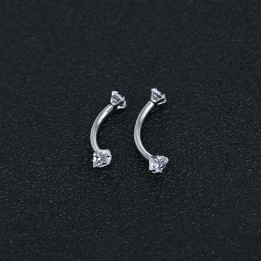 1 Pasang Anting Tindik Alis / Bibir / Telinga Bahan Stainless Steel Anti Alergi