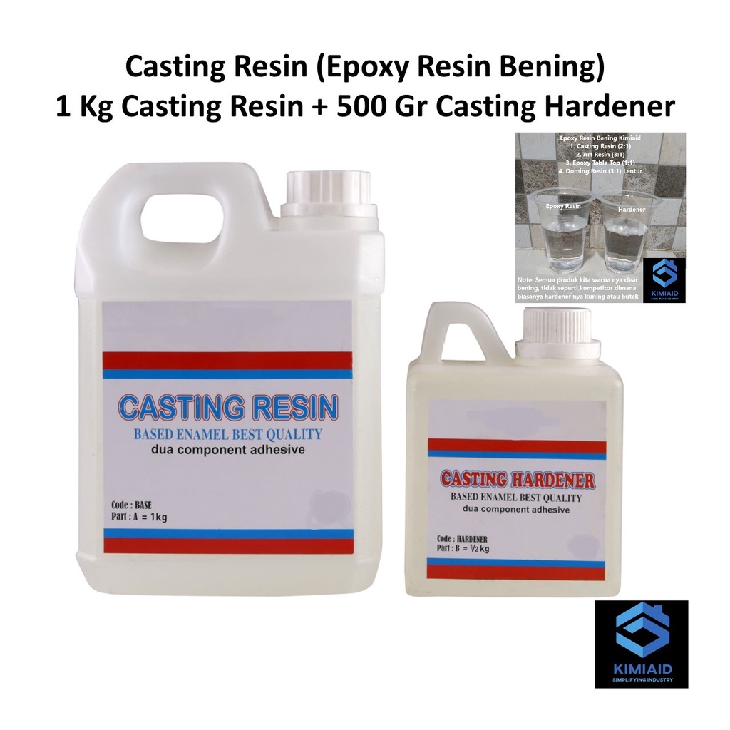 Casting Resin - 1.5 Kg - Epoxy Resin Bening - Sticker Timbul Resin Keras - Lycal 1011 - Resin Meja