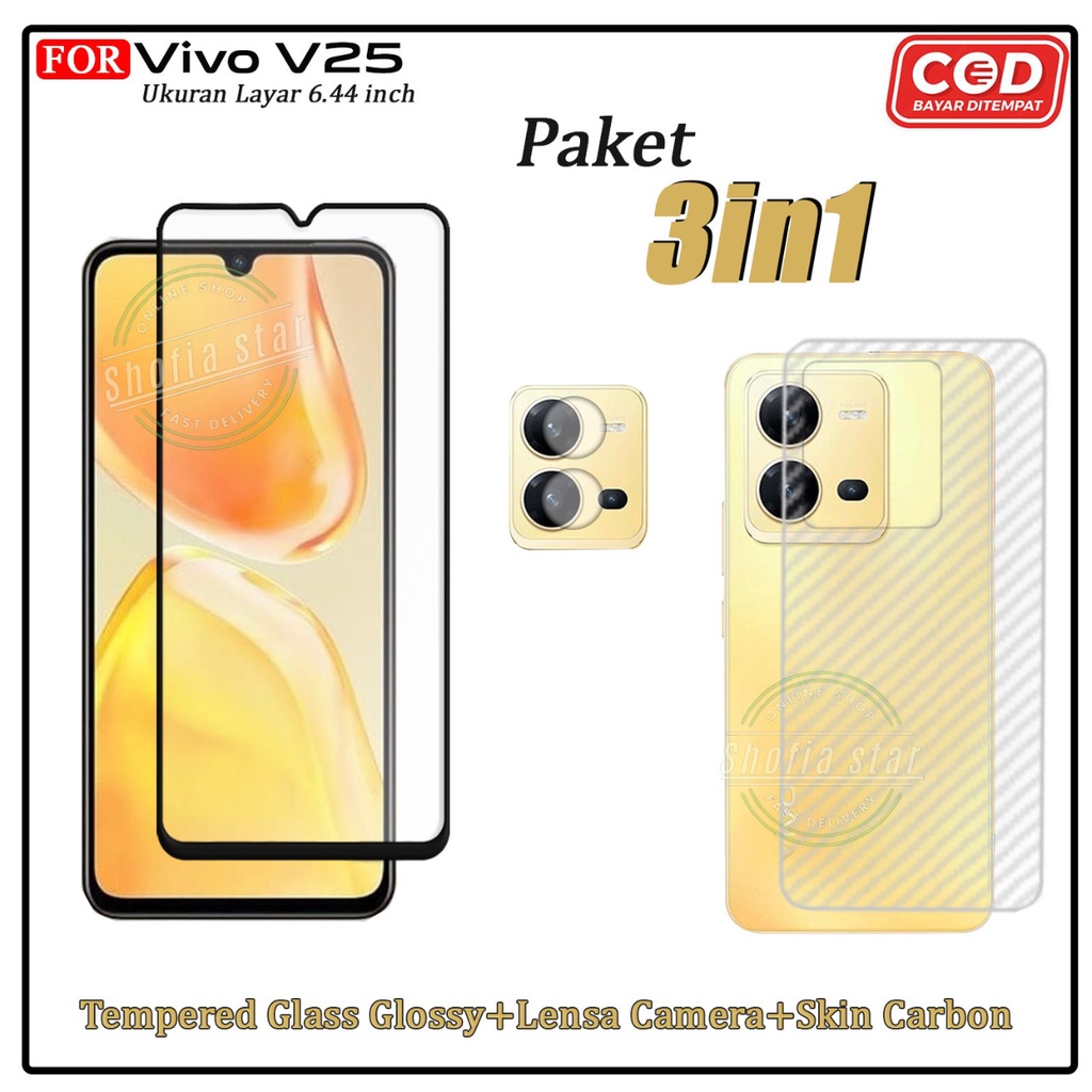 3in1 Tempered Glass Bening Vivo V25 5G V25e V23e V20 V20 Se Anti Gores Kaca Full Cover