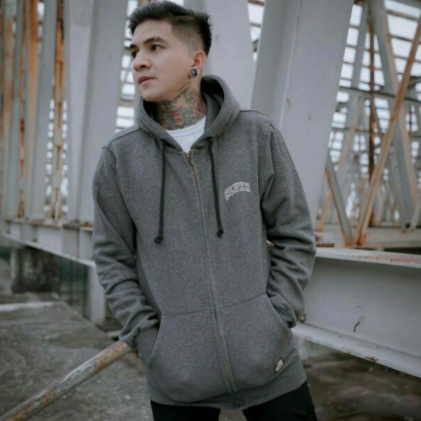 Salviohexia Jaket Pria Jaket Zipper Grey Slvhx Jaket Hoodie