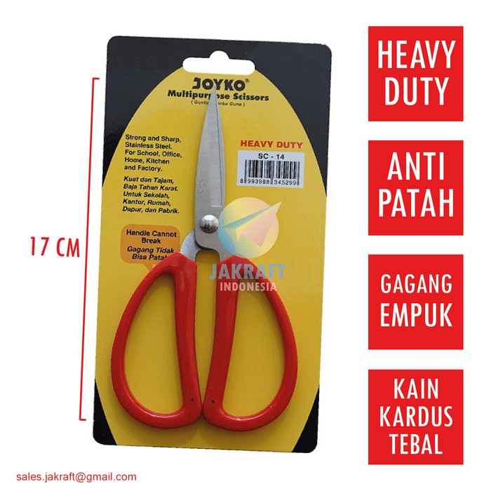 

Gunting Kain Kardus Kain Tebal JOYKO SC-14 Heavy Duty Gagang Empuk