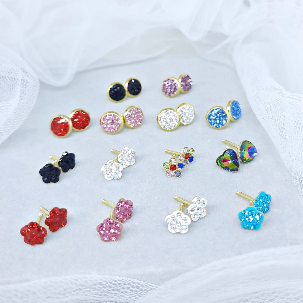 Anting Titanium Fashion Solitaire Korea Zircon Rose Gold - BE305