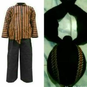 Promo Setelan Baju Surjan Lurik 02 & Celana Panjang & Blangkon Jogja Sliwir
