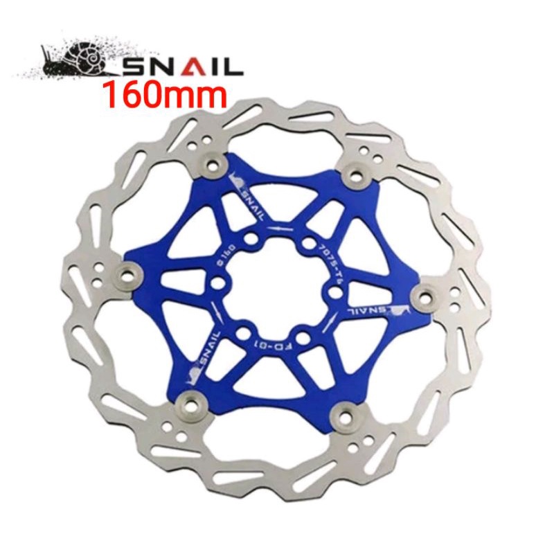 Snail Rotor Sepeda 160 mm Floating Disc Brake Rotor Bicycle Cakram Sepeda Biru