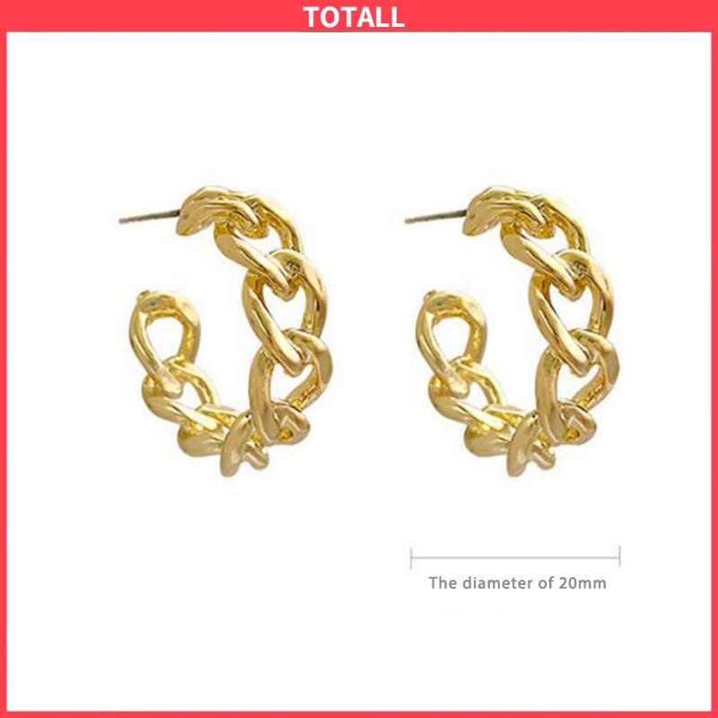 COD Anting-Anting Retro Fashion Logam Berongga Rantai Stud Earrings Premium Sense Earring-Totall